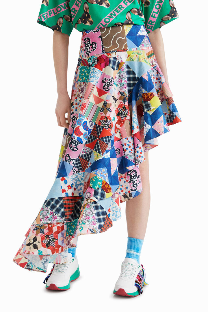 Falda asimétrica patchwork Johnson Hartig | Desigual
