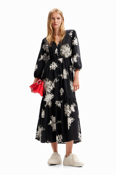 Sukienka koszulowa midi kwiaty | Desigual