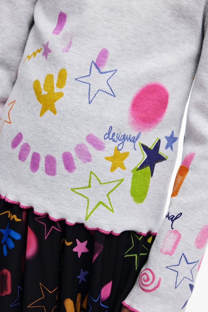 Rib T-shirt with neon designs | Desigual