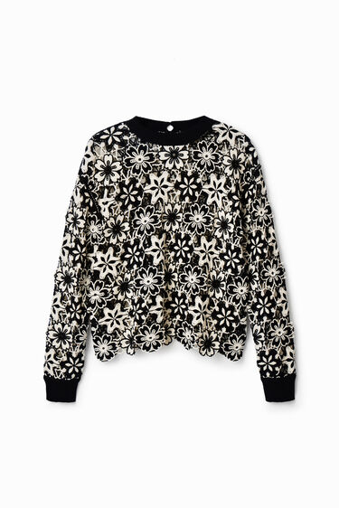 Jersey crochet flores | Desigual