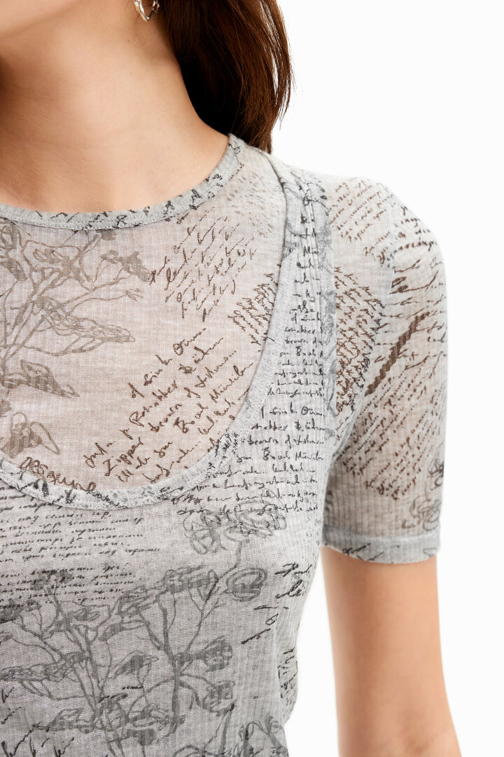Text ribbed T-shirt | Desigual