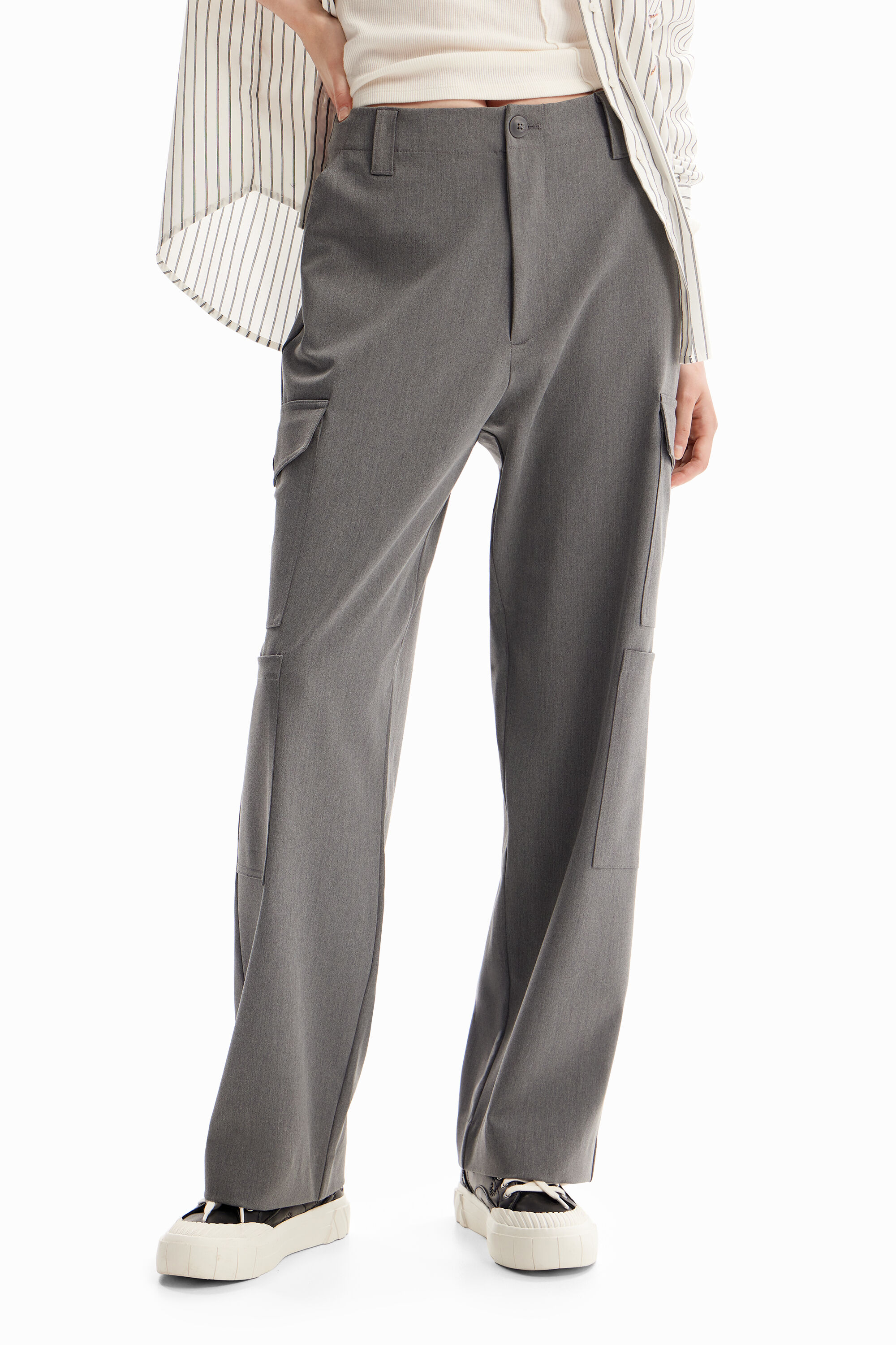 Womens grey cargo trousers on sale
