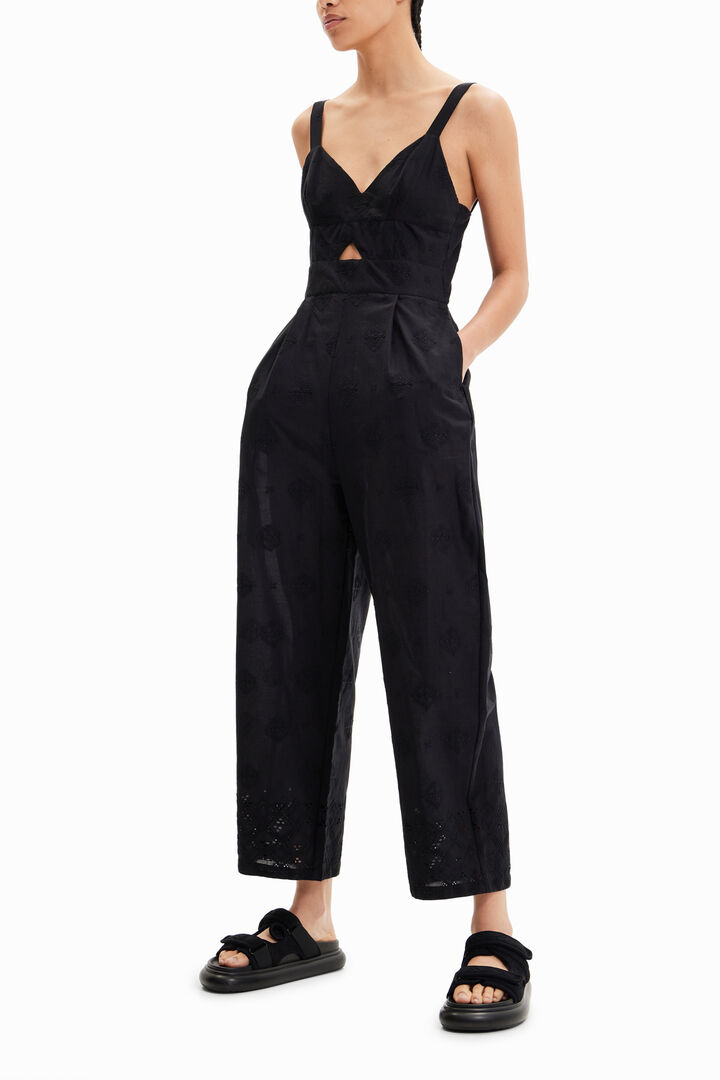 Long embroidered strappy jumpsuit | Desigual