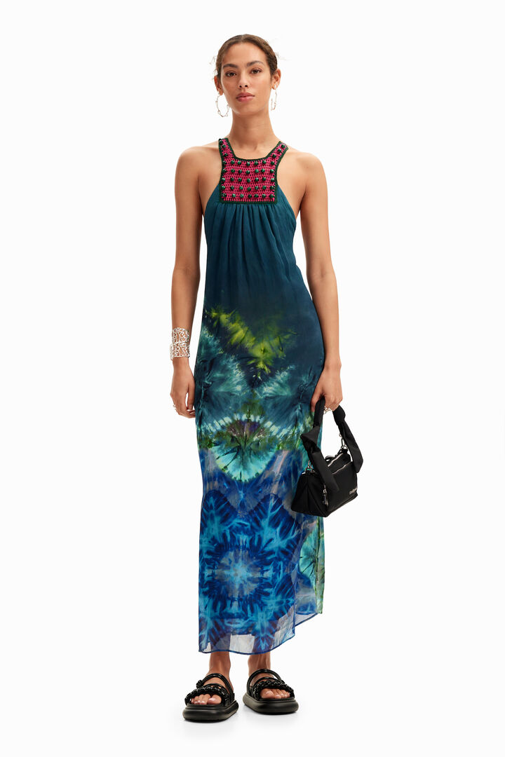 Long arty tie-dye dress