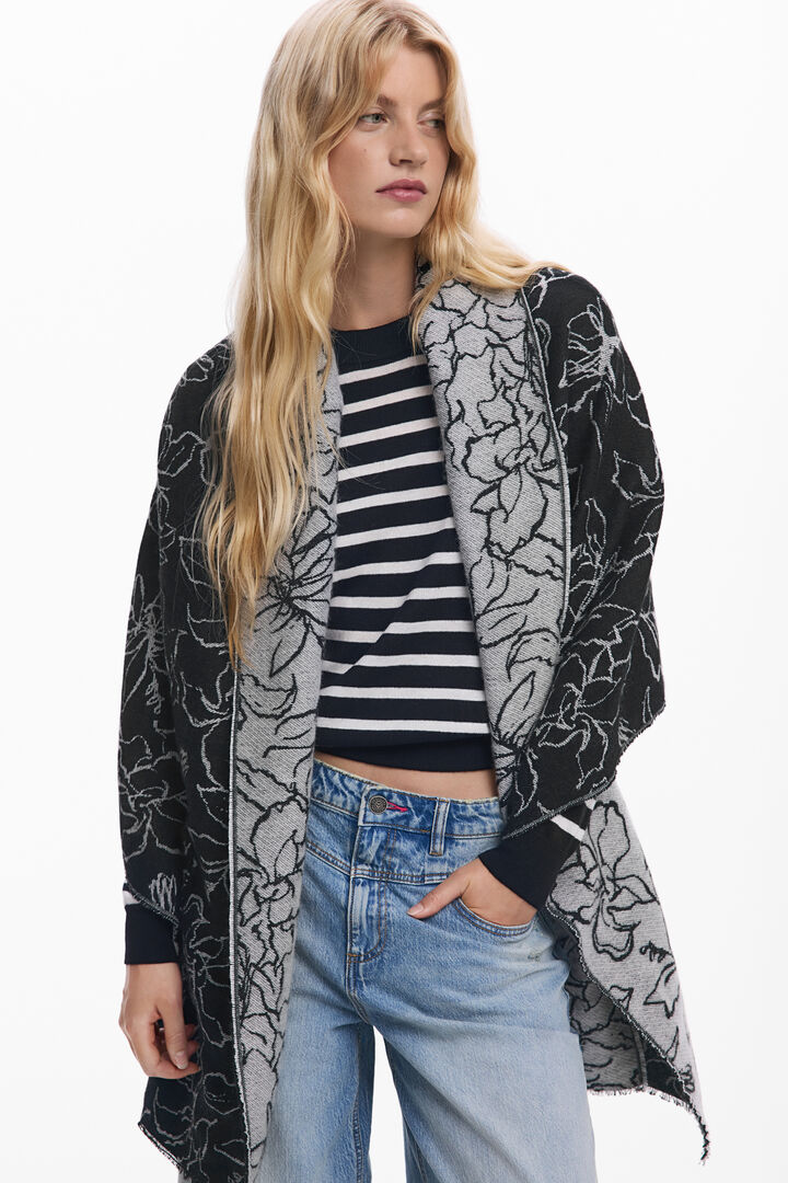 Écharpe cape réversible à fleurs | Desigual