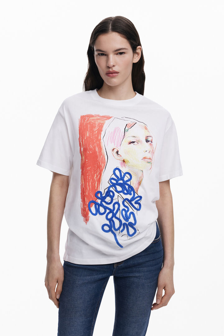 Face floral T-shirt