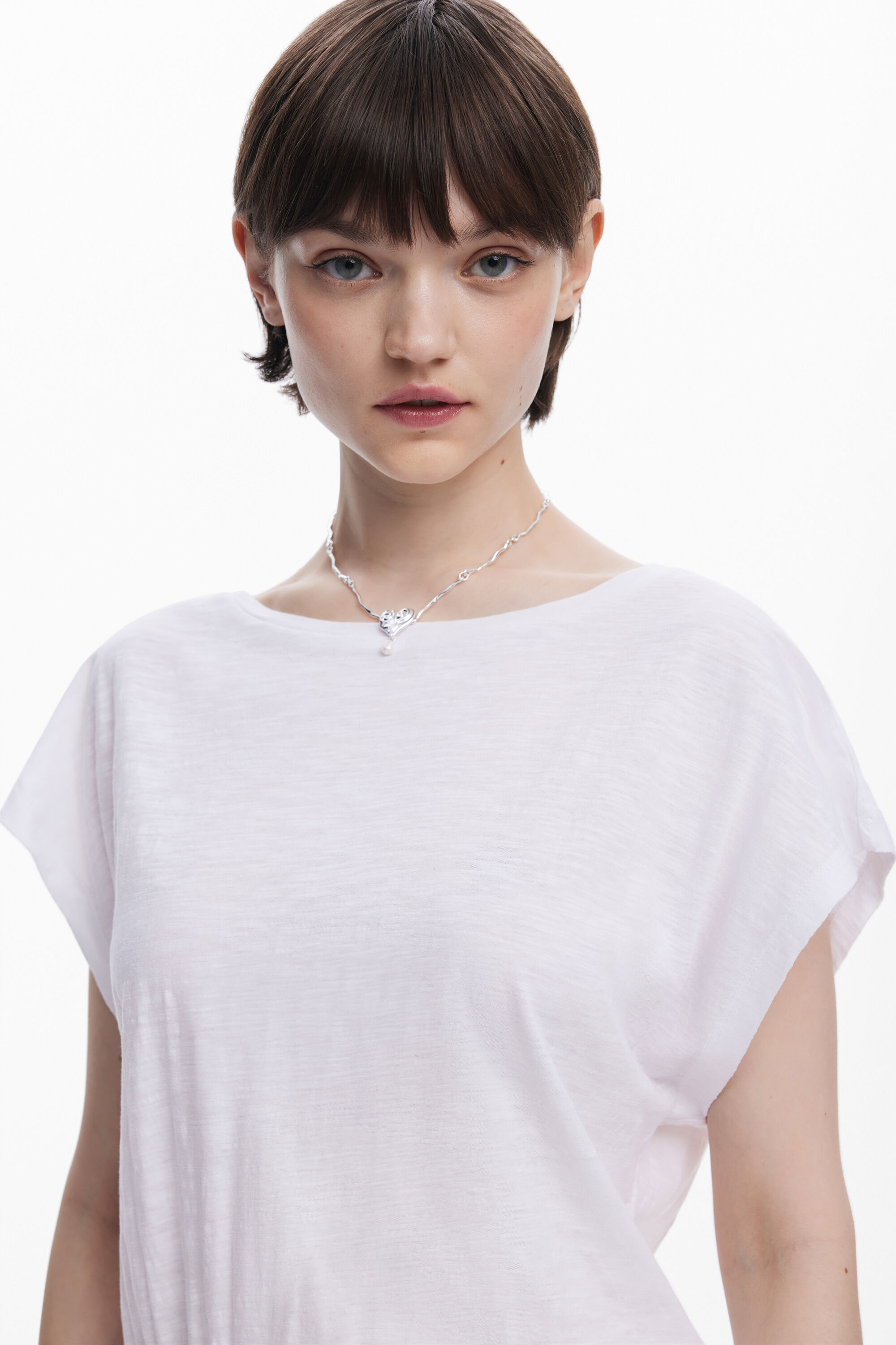 Desigual Combined Short Dress In White