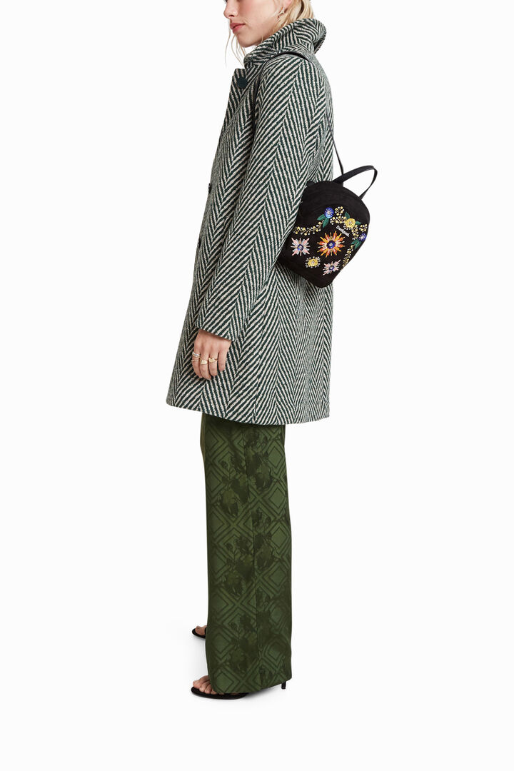 Green zig-zag cloth coat | Desigual
