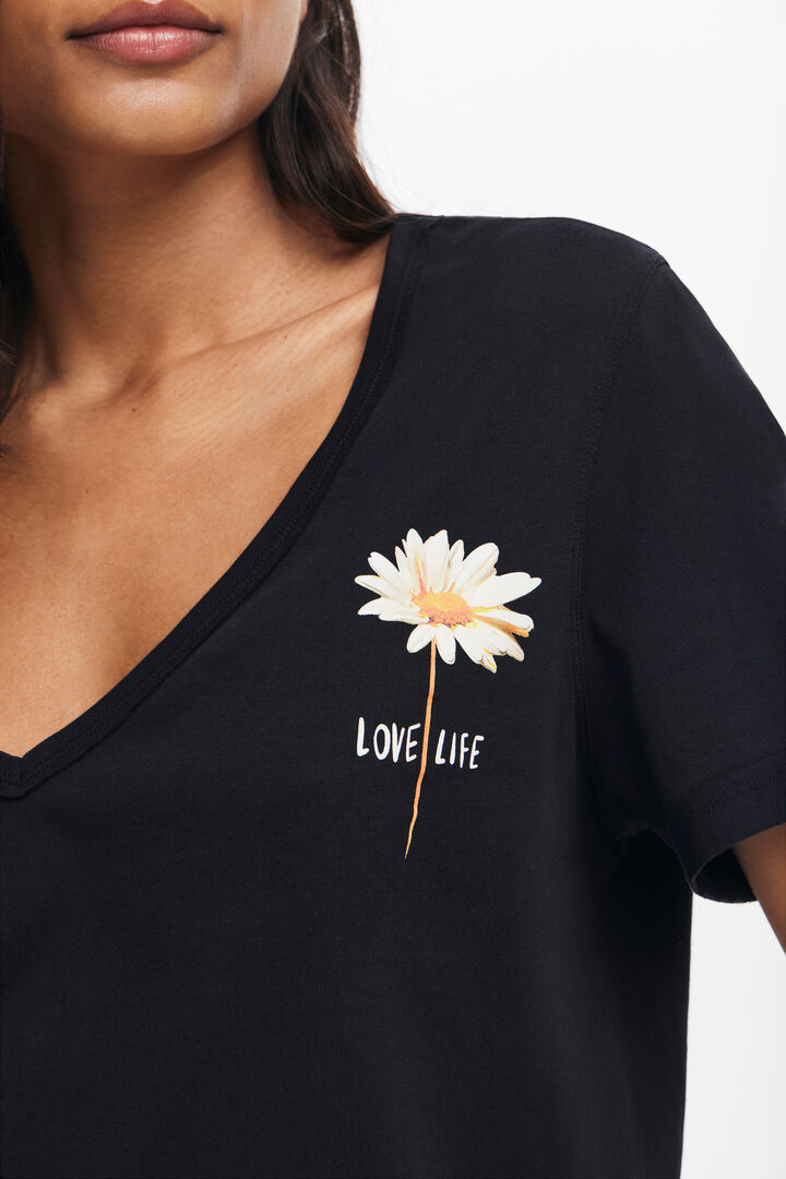 Camiseta escote pico flor | Desigual