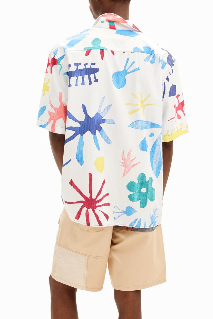 Camisa de m&agrave;niga curta fulles tropicals | Desigual