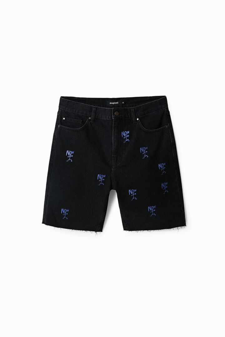 Bermudas denim bainha cortada