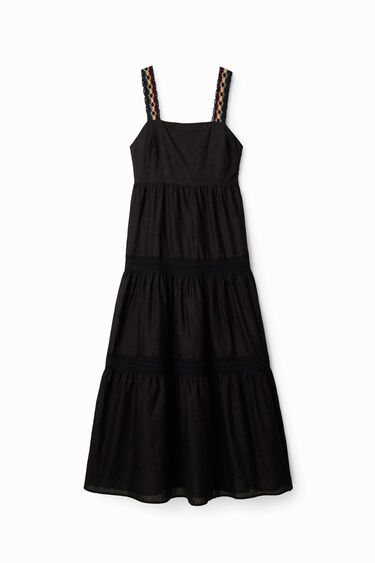 Vestit llarg tirants brodat | Desigual