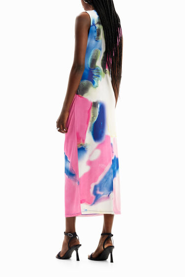 Vestit midi frunzit aquarel·la | Desigual