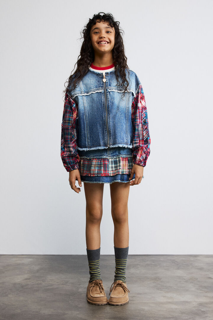 Checked denim jacket