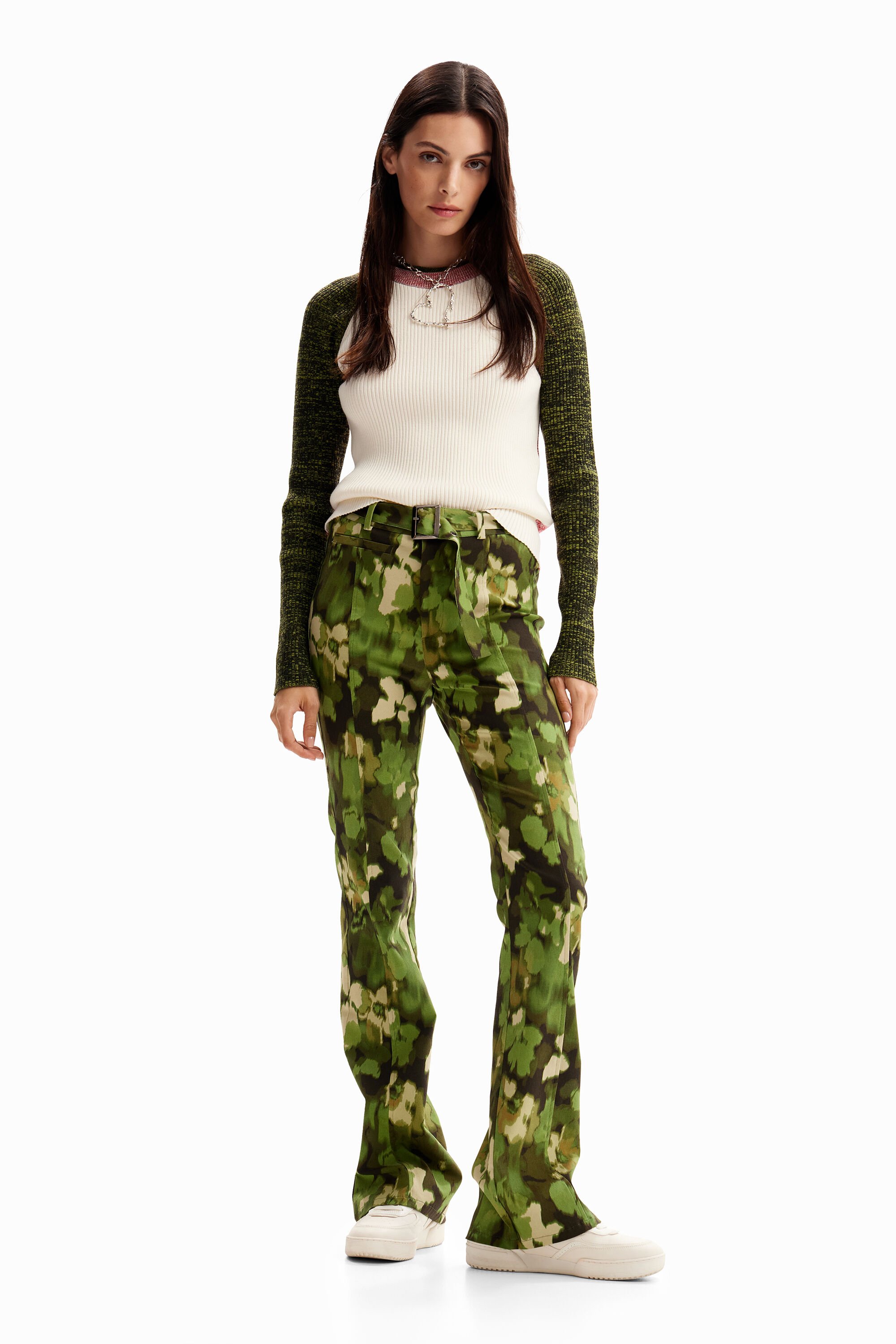 Desigual Camo flare trousers