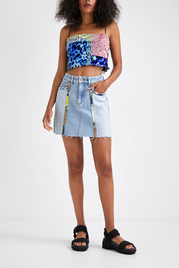 Denim patchwork mini skirt | Desigual
