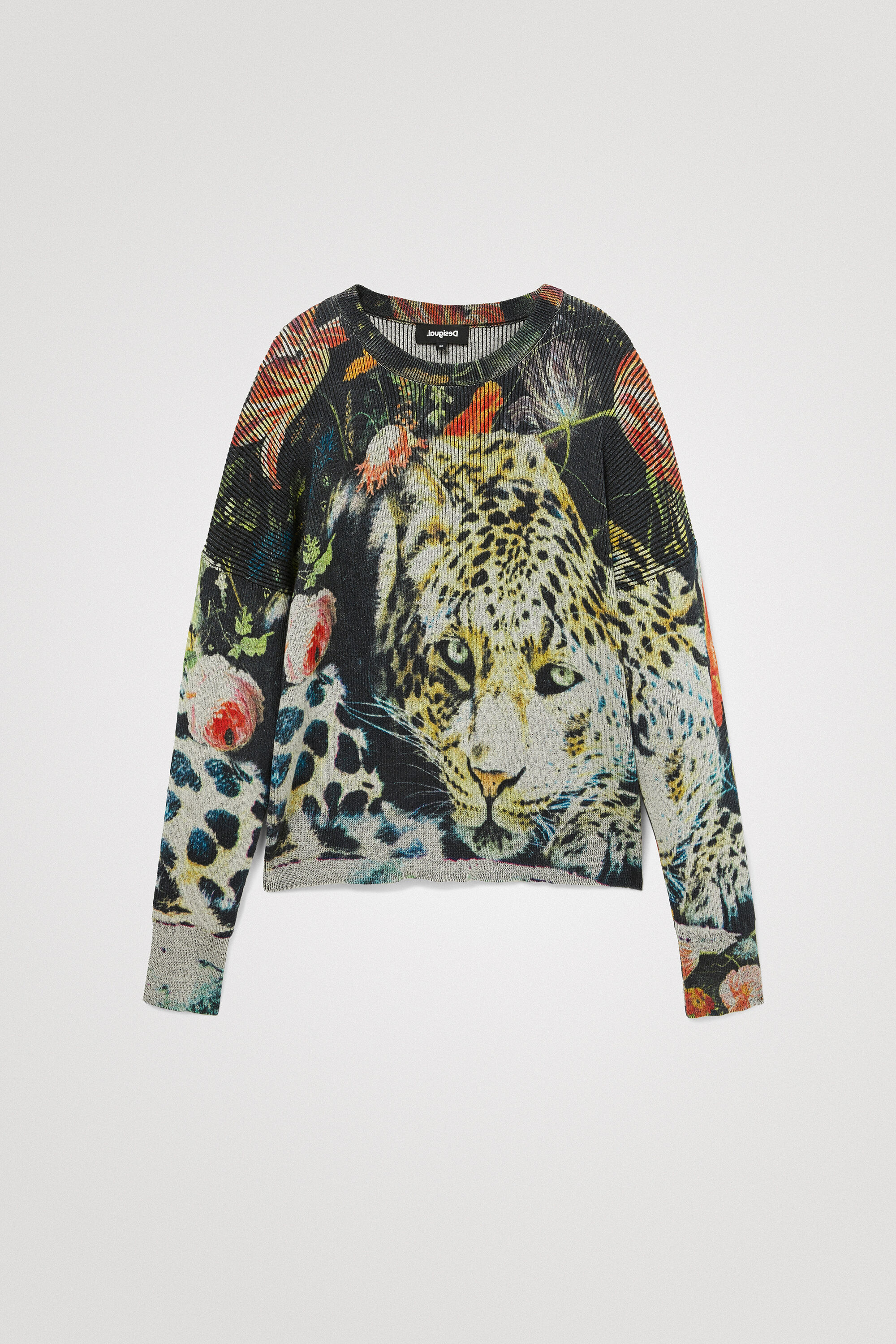 Knit jumper animal print flowers