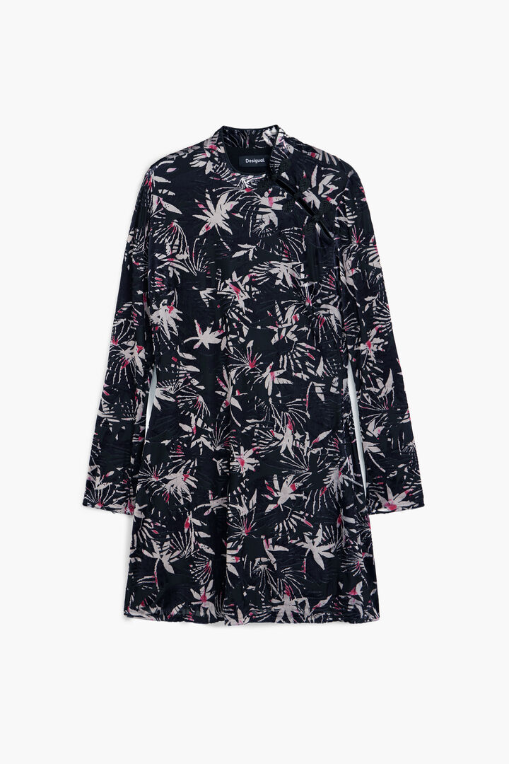 Šaty s listami a kimono golierom | Desigual