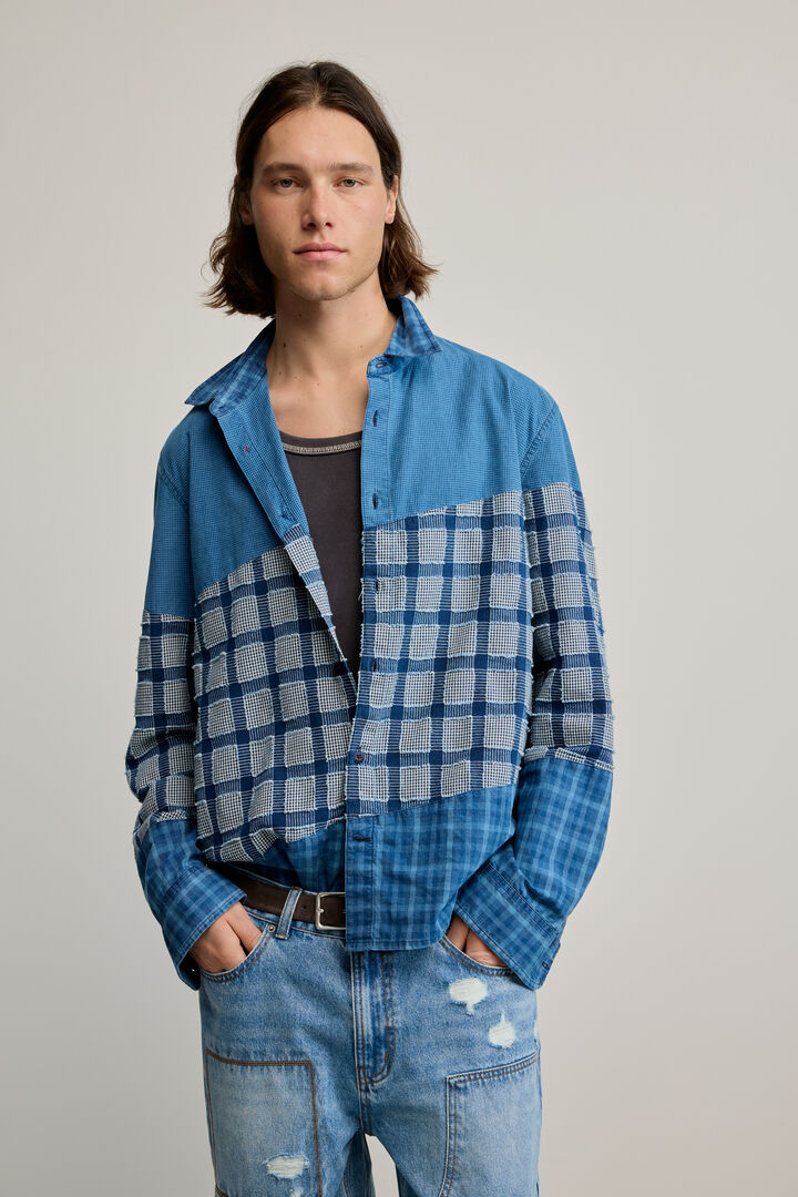 Patch Check Patch checks shirt blue for men I Desigual.com