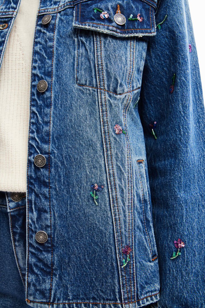 Floral denim trucker jacket | Desigual