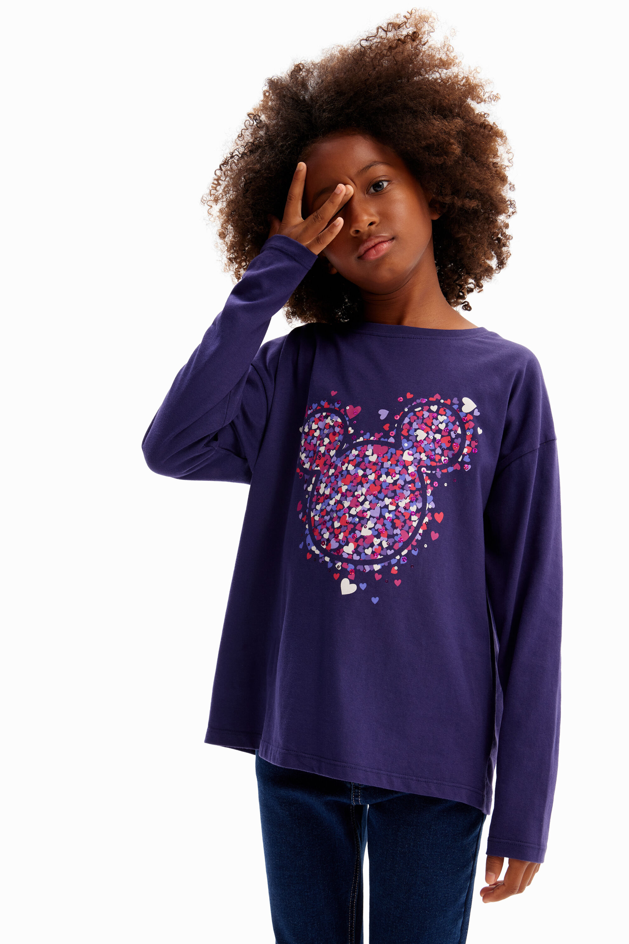 Camiseta corazones Mickey Mouse de nina Desigual