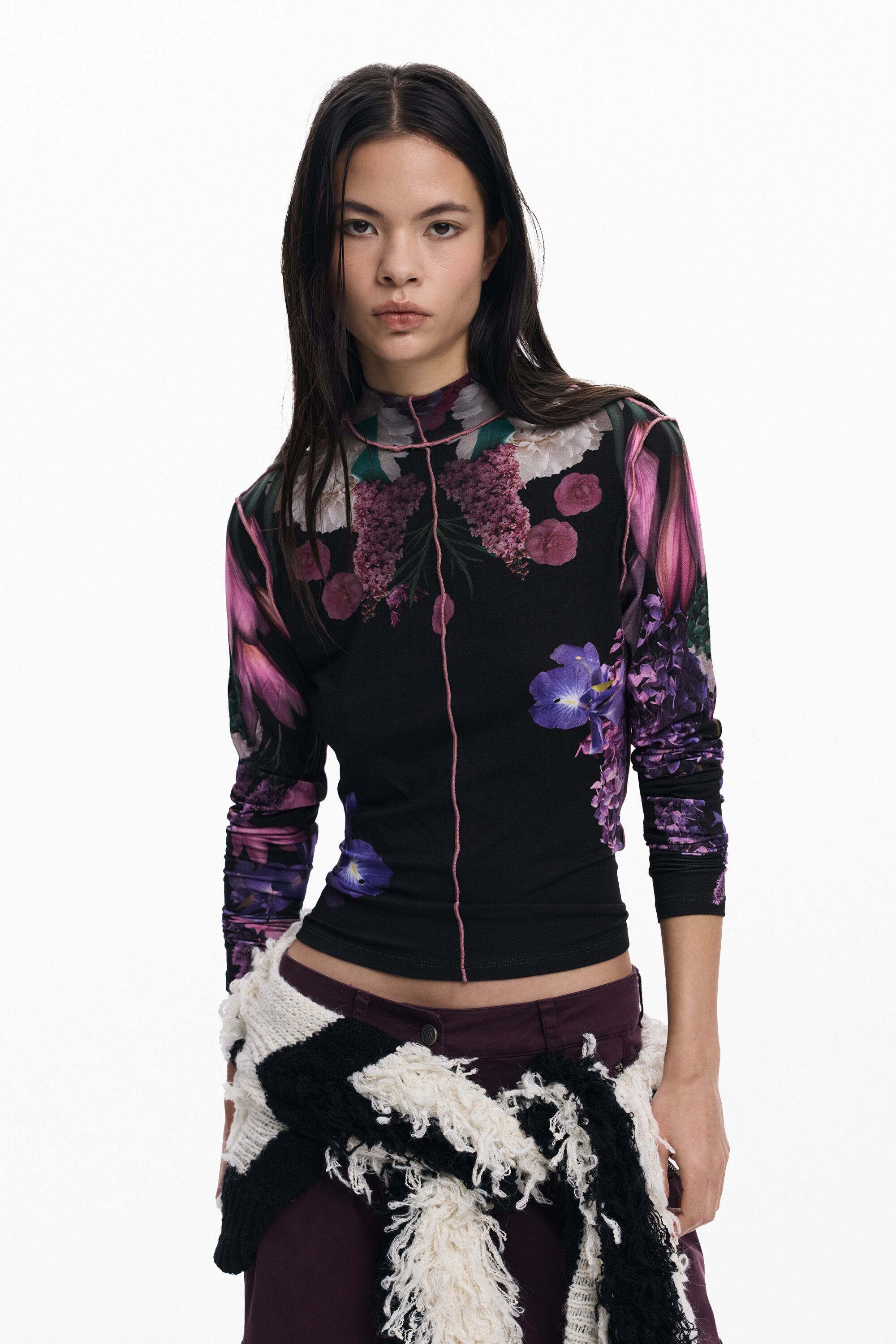 Camiseta flores espejo - BLACK - M