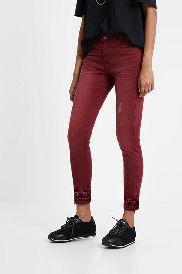 Skinny floral embroidery jeans | Desigual