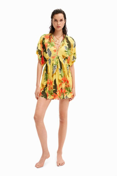 Sukienka tunika z nadrukiem w tropikalny deseń | Desigual