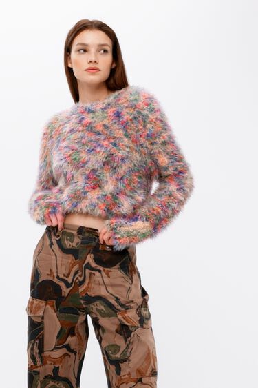 Multicoloured fur-effect jumper | Desigual