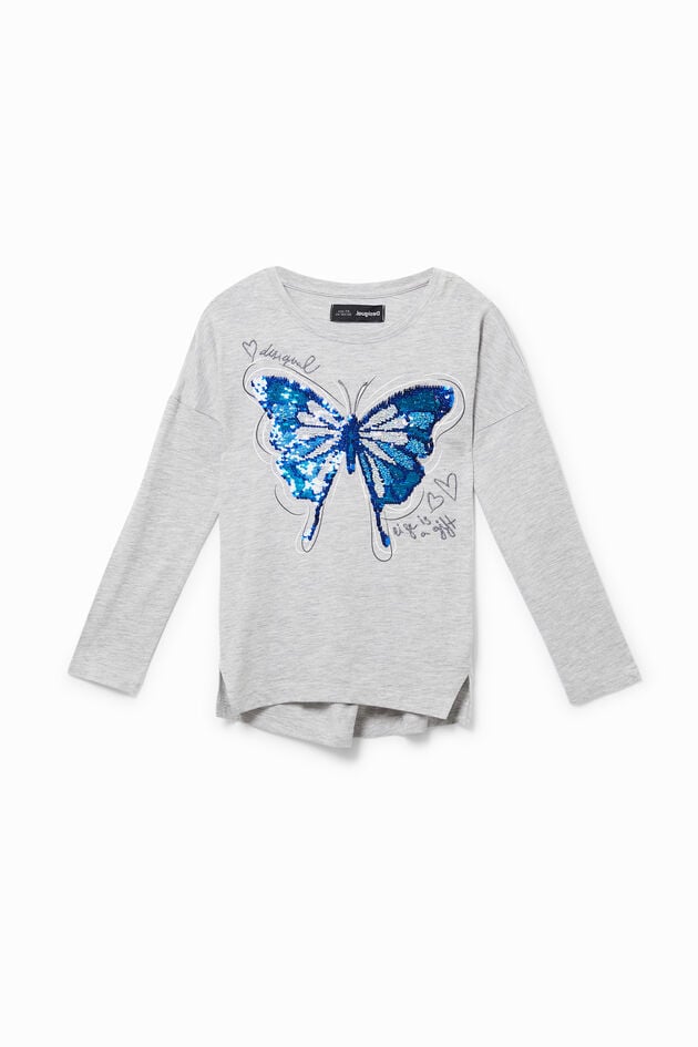 Camiseta mariposa lentejuela reversible