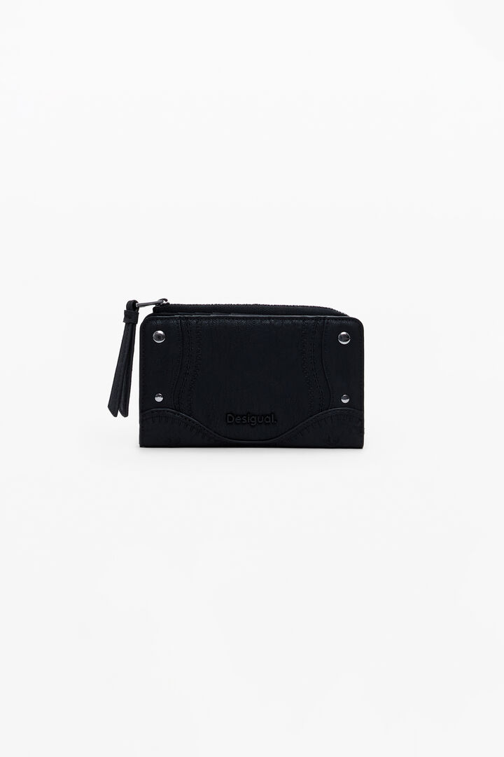 Porte-monnaie effet cuir brodé moyen | Desigual