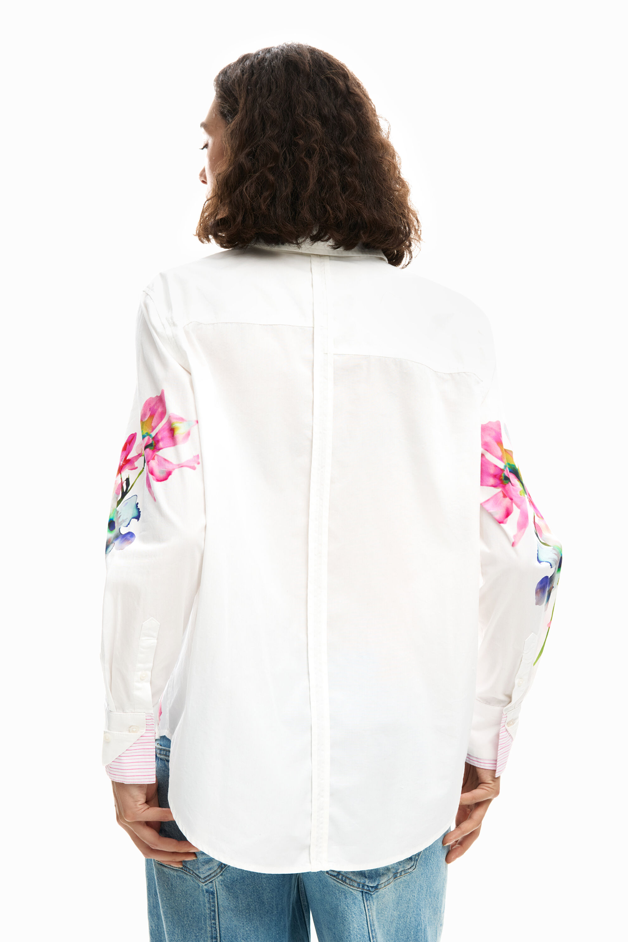 花柄プリーツ入り長袖シャツ ホワイト 女性用 I Desigual.com