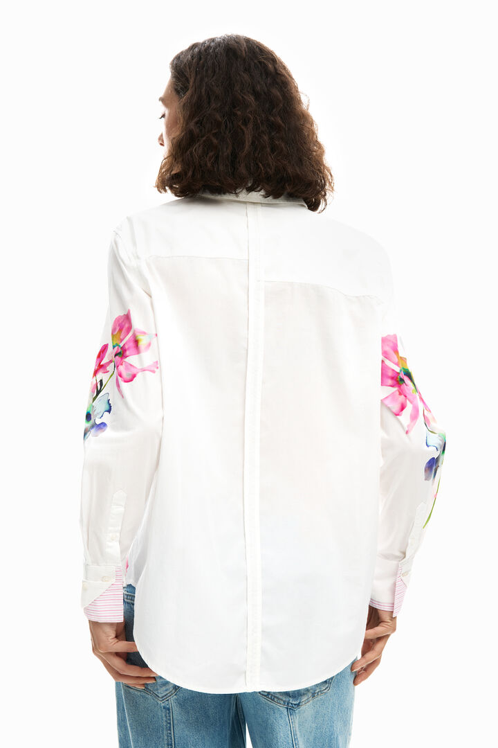 Blouse met lange mouwen en geplooide bloemen | Desigual