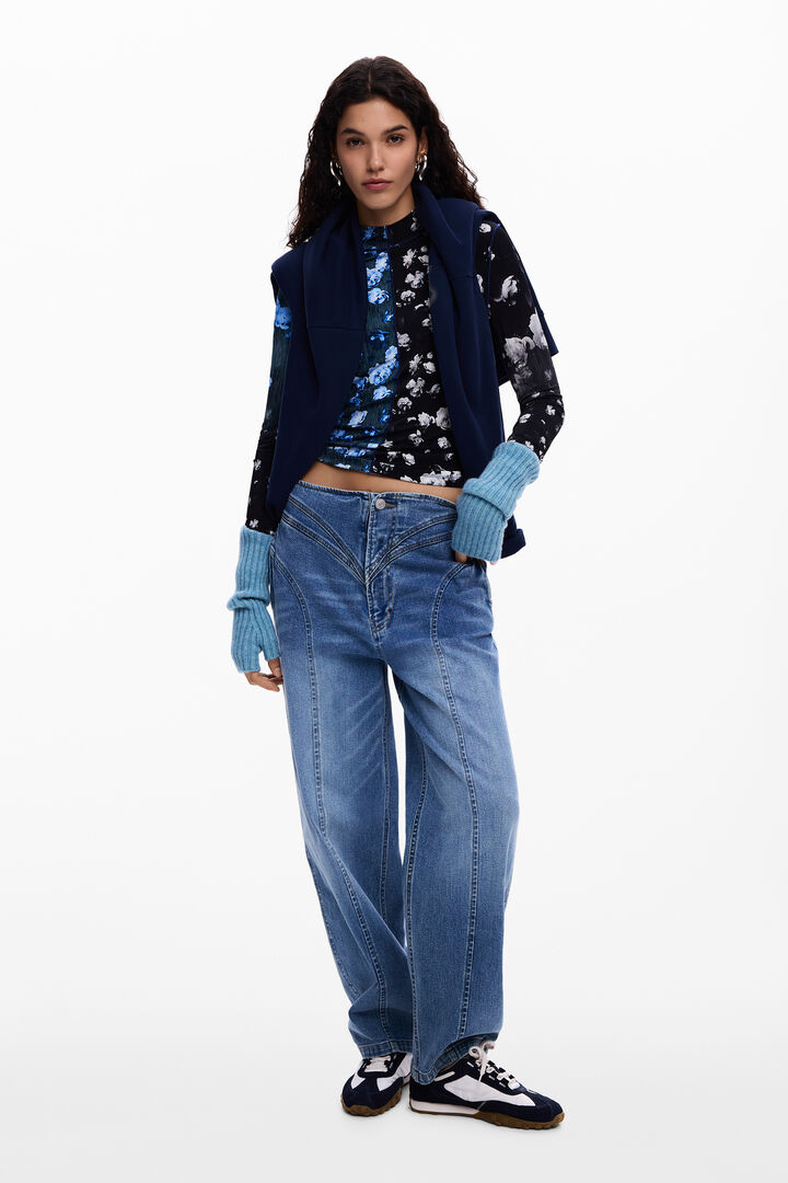 Two-tone floral T-shirt | Desigual