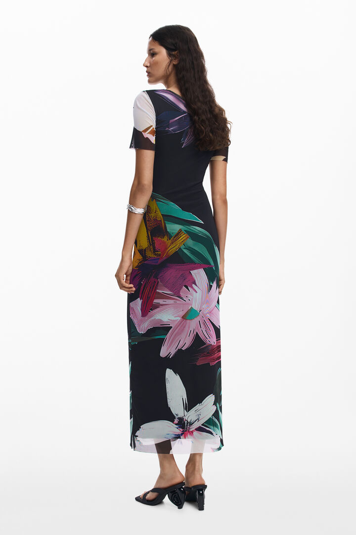 Figurbetontes Kleid mit Aquarellblumen | Desigual