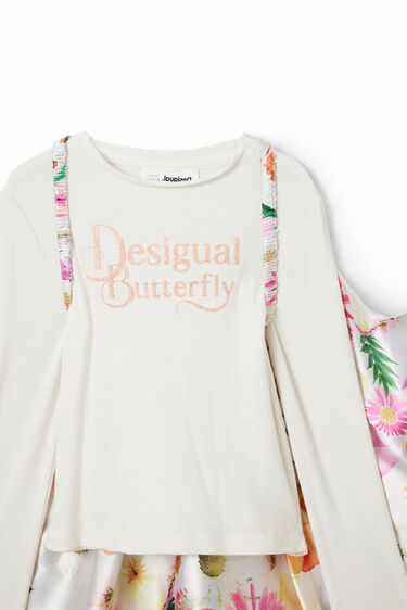 Camiseta canalé alas mariposa | Desigual