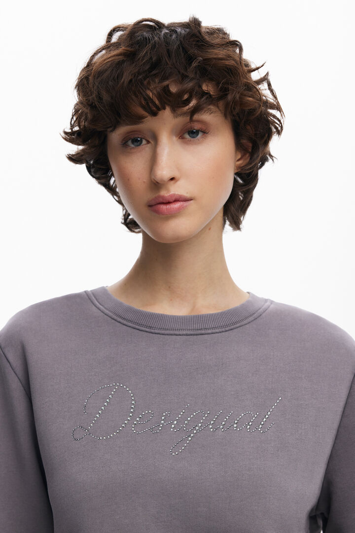 Sweatshirt with logo and rhinestones | Desigual