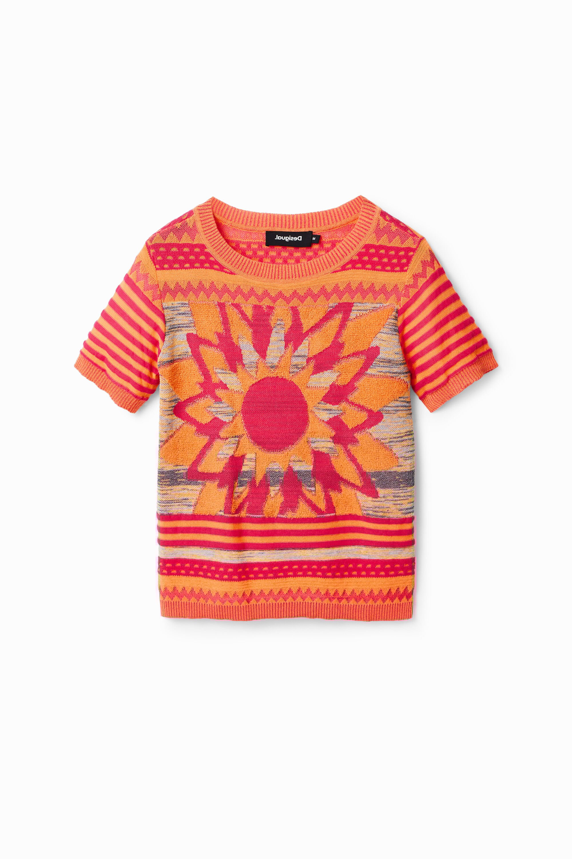 Gebreid T-shirt met bloem