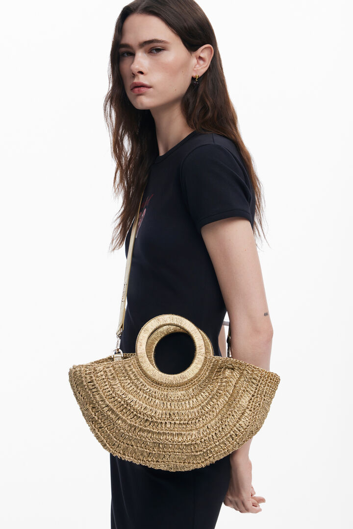 Medium raffia hoop bag | Desigual