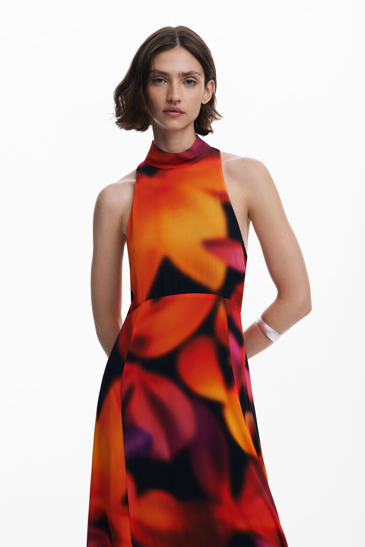 Vestido longo halter flores | Desigual