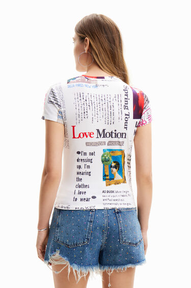 Ribbed newspaper T-shirt | Desigual