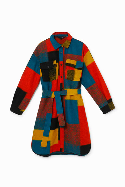 Cappotto lungo loose lana colorata