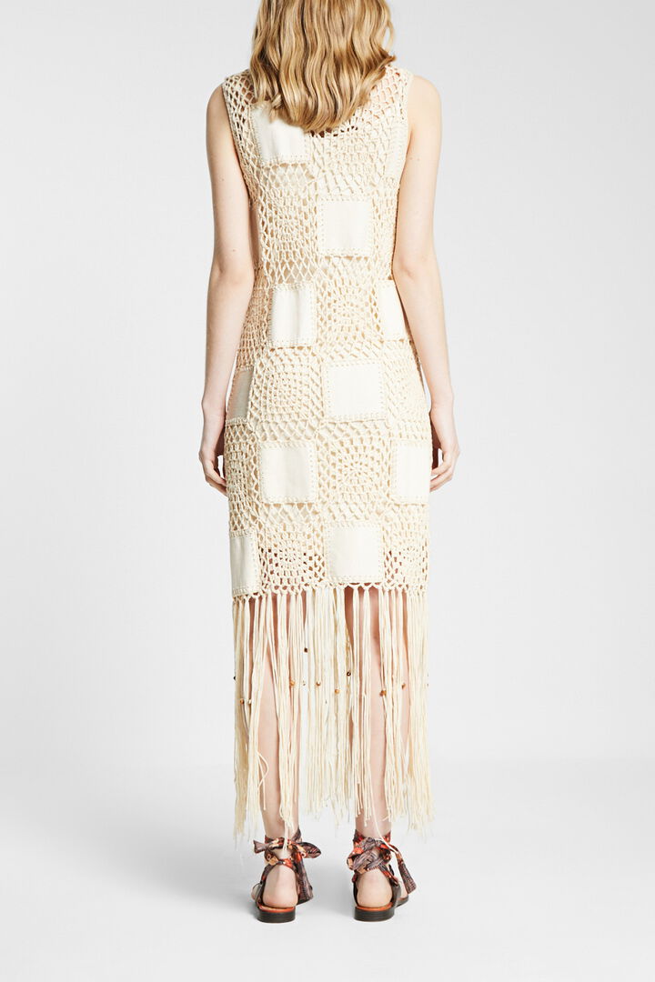 Dress in crochet and fringe | Desigual
