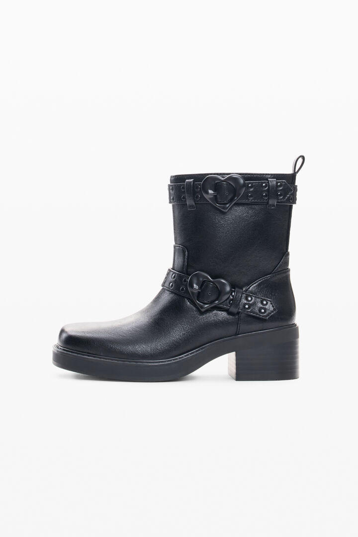 Buckle Boots Faux Leather Effect