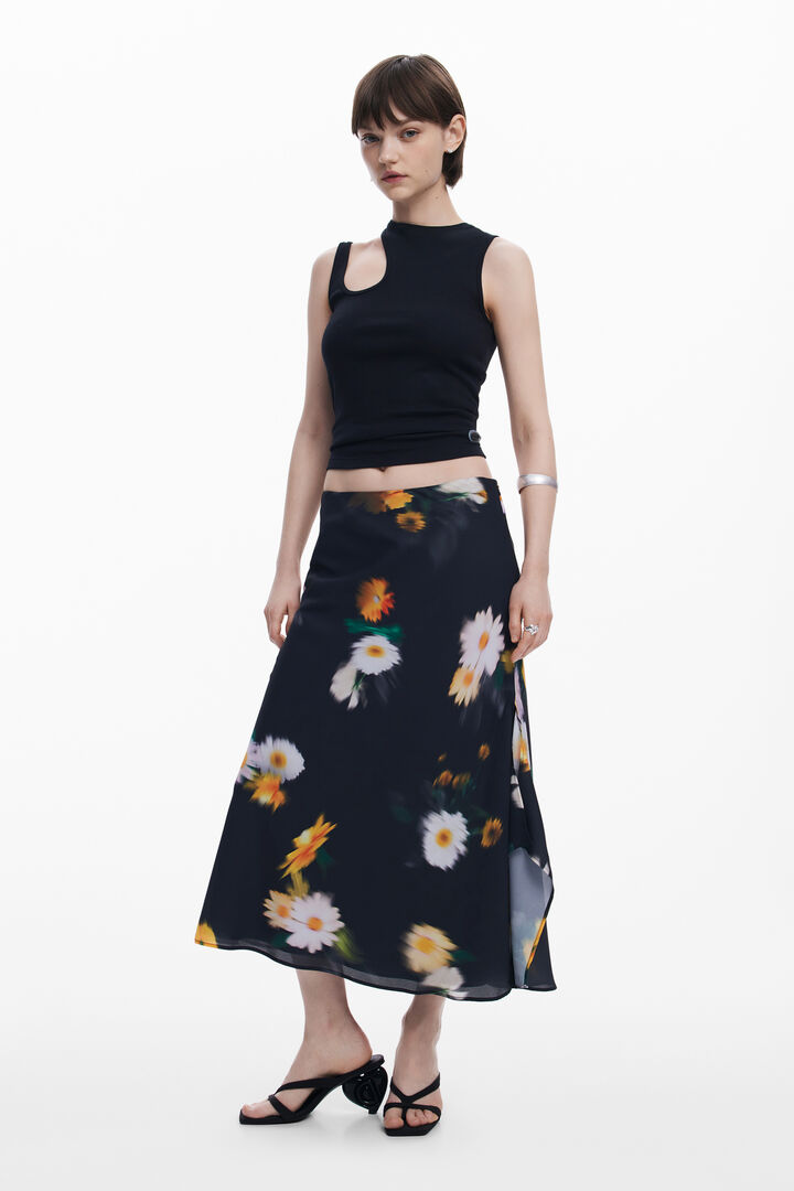 Gonna midi a fiori sfumati | Desigual