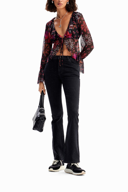 Rhinestone flare jeans
