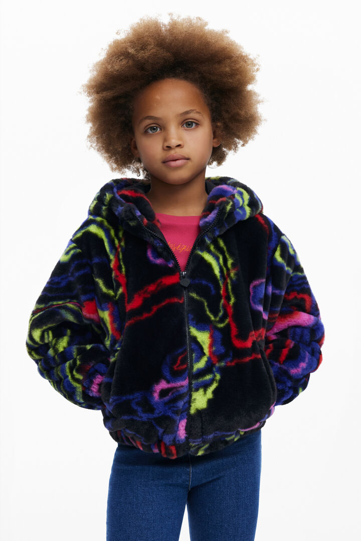 Rainbow fur jacket