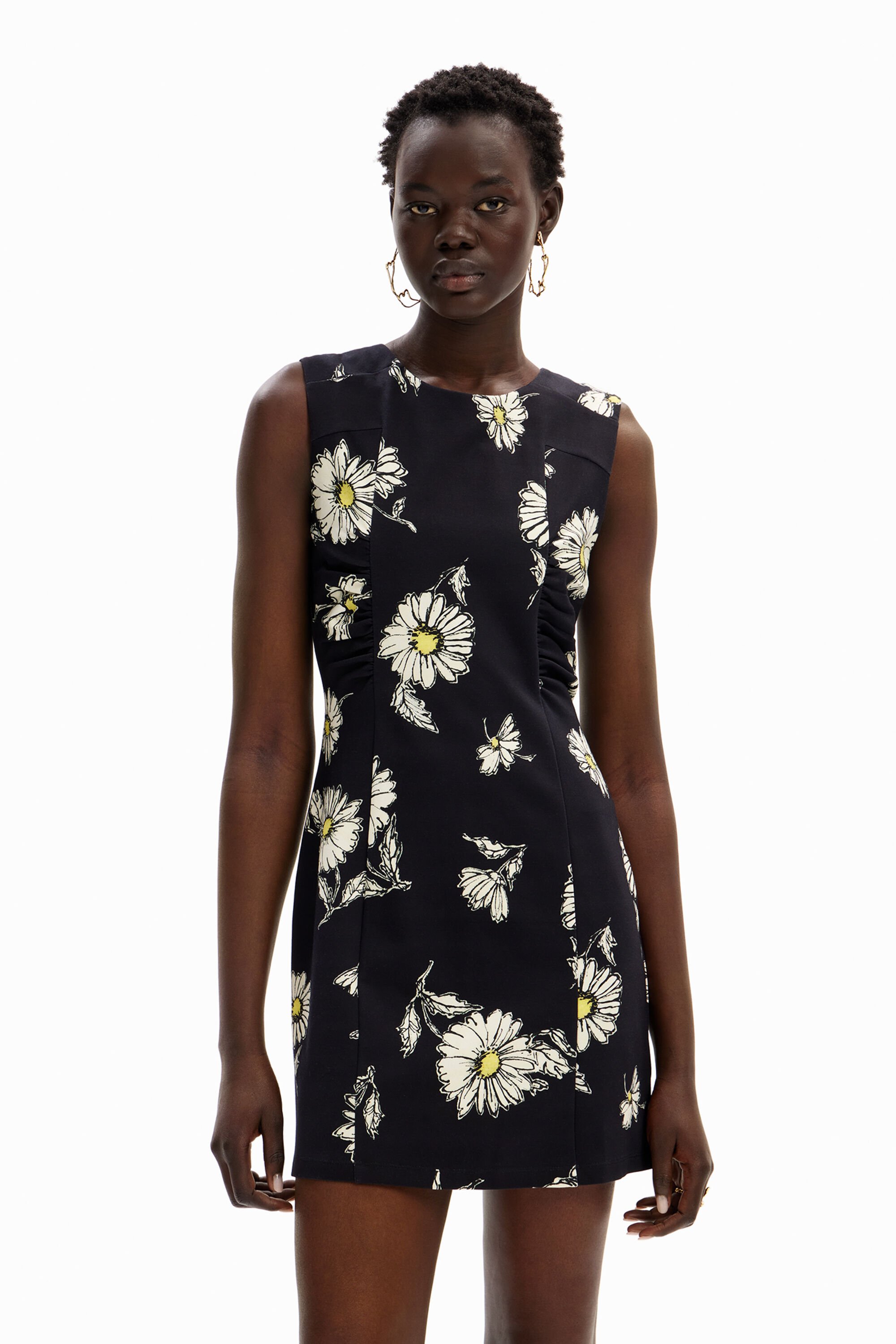 Desigual Floral Mini Dress In Black