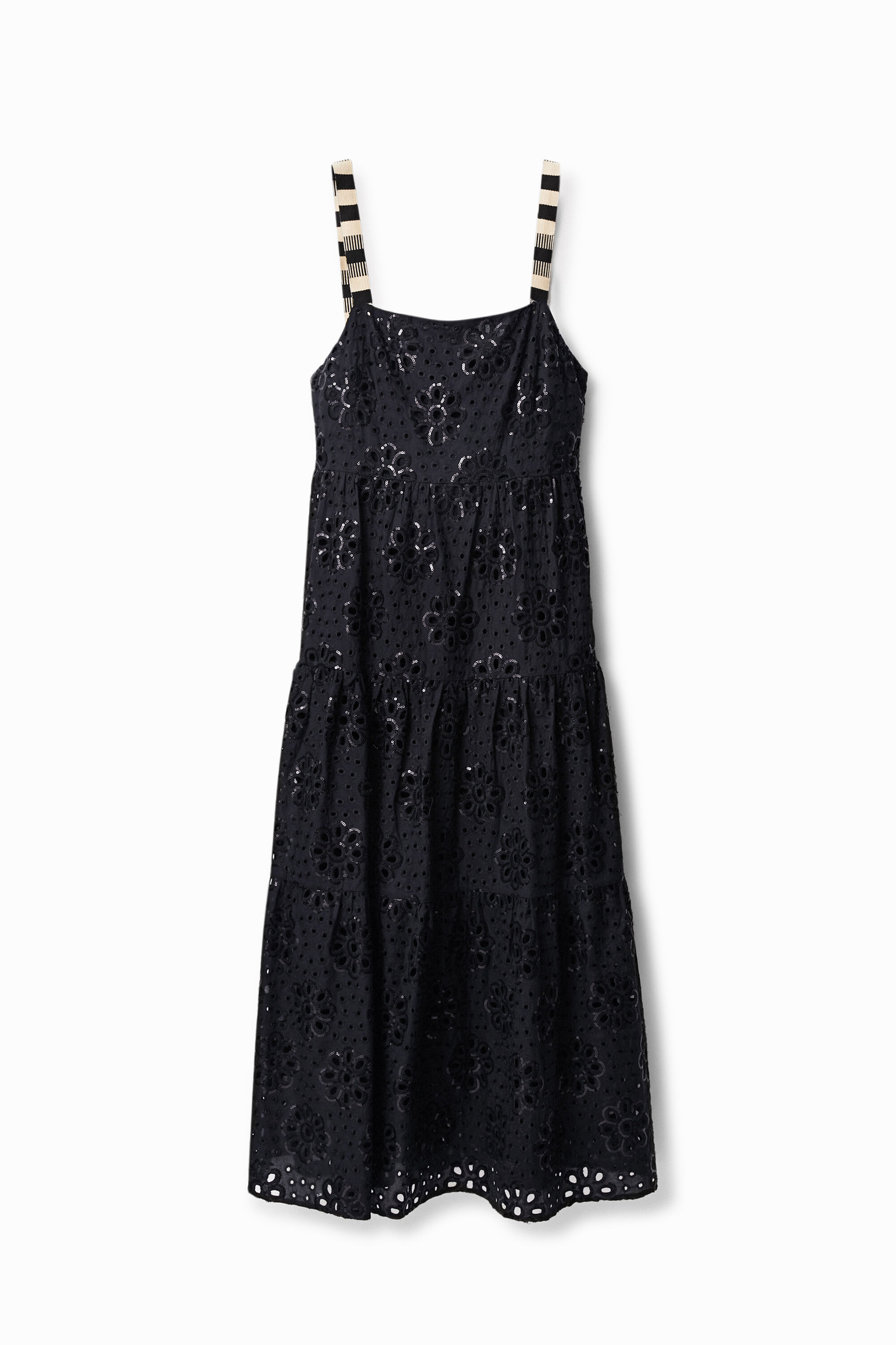Desigual Swiss Embroidery Maxi Dress In Black