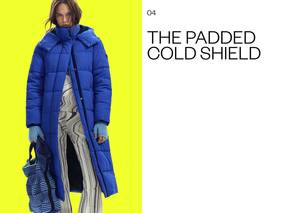 Long padded jacket with belt